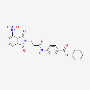 molecular formula C24H23N3O7 B3894780 cyclohexyl 4-{[3-(4-nitro-1,3-dioxo-1,3-dihydro-2H-isoindol-2-yl)propanoyl]amino}benzoate 