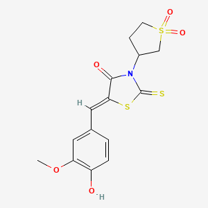molecular formula C15H15NO5S3 B3894788 (5Z)-3-(1,1-dioxidotetrahydrothiophen-3-yl)-5-(4-hydroxy-3-methoxybenzylidene)-2-thioxo-1,3-thiazolidin-4-one CAS No. 5862-71-5