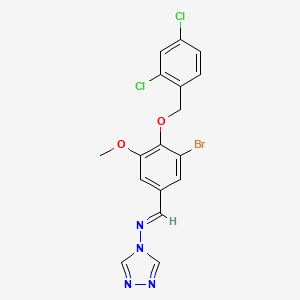 molecular formula C17H13BrCl2N4O2 B3894891 N-{3-bromo-4-[(2,4-dichlorobenzyl)oxy]-5-methoxybenzylidene}-4H-1,2,4-triazol-4-amine 
