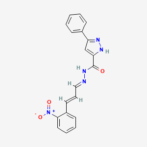 molecular formula C19H15N5O3 B3894937 N'-[(E,2E)-3-(2-nitrophenyl)-2-propenylidene]-3-phenyl-1H-pyrazole-5-carbohydrazide 