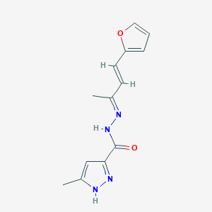 molecular formula C13H14N4O2 B3895008 N'-[3-(2-furyl)-1-methyl-2-propen-1-ylidene]-3-methyl-1H-pyrazole-5-carbohydrazide 
