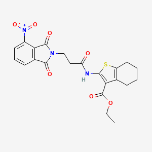 molecular formula C22H21N3O7S B3895014 ethyl 2-{[3-(4-nitro-1,3-dioxo-1,3-dihydro-2H-isoindol-2-yl)propanoyl]amino}-4,5,6,7-tetrahydro-1-benzothiophene-3-carboxylate 