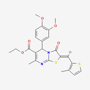 molecular formula C24H24N2O5S2 B3895017 ETHYL (2Z)-5-(3,4-DIMETHOXYPHENYL)-7-METHYL-2-[(3-METHYLTHIOPHEN-2-YL)METHYLIDENE]-3-OXO-2H,3H,5H-[1,3]THIAZOLO[3,2-A]PYRIMIDINE-6-CARBOXYLATE 