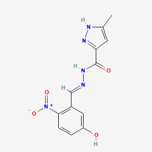 molecular formula C12H11N5O4 B3895023 N'-[(E)-(5-hydroxy-2-nitrophenyl)methylidene]-3-methyl-1H-pyrazole-5-carbohydrazide 