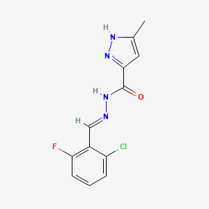 molecular formula C12H10ClFN4O B3895071 5-METHYL-2H-PYRAZOLE-3-CARBOXYLIC ACID (2-CHLORO-6-FLUORO-BENZYLIDENE)-HYDRAZIDE 