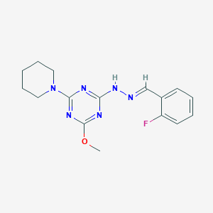 molecular formula C16H19FN6O B3895104 N-[(2-fluorophenyl)methylideneamino]-4-methoxy-6-piperidin-1-yl-1,3,5-triazin-2-amine CAS No. 5866-56-8