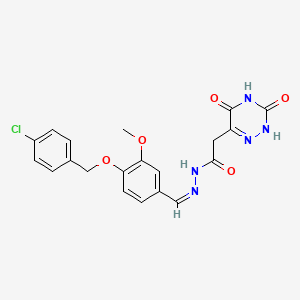 molecular formula C20H18ClN5O5 B3895307 N'-[(Z)-{4-[(4-CHLOROPHENYL)METHOXY]-3-METHOXYPHENYL}METHYLIDENE]-2-(3,5-DIOXO-2,3,4,5-TETRAHYDRO-1,2,4-TRIAZIN-6-YL)ACETOHYDRAZIDE 