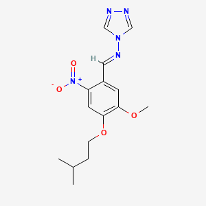 molecular formula C15H19N5O4 B3895308 N-[5-methoxy-4-(3-methylbutoxy)-2-nitrobenzylidene]-4H-1,2,4-triazol-4-amine 