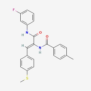 molecular formula C24H21FN2O2S B3895327 N-{1-{[(3-fluorophenyl)amino]carbonyl}-2-[4-(methylthio)phenyl]vinyl}-4-methylbenzamide 