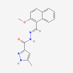 molecular formula C17H16N4O2 B3895370 N'-[(E)-(2-methoxynaphthalen-1-yl)methylidene]-3-methyl-1H-pyrazole-5-carbohydrazide 