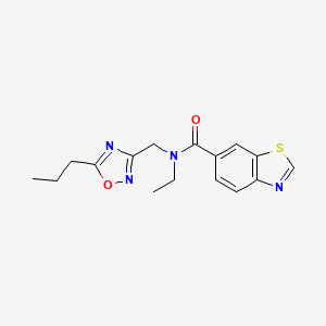 molecular formula C16H18N4O2S B3895392 N-ethyl-N-[(5-propyl-1,2,4-oxadiazol-3-yl)methyl]-1,3-benzothiazole-6-carboxamide 