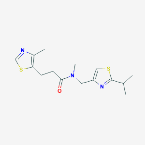 molecular formula C15H21N3OS2 B3895394 N-[(2-isopropyl-1,3-thiazol-4-yl)methyl]-N-methyl-3-(4-methyl-1,3-thiazol-5-yl)propanamide 