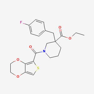 molecular formula C22H24FNO5S B3895440 ethyl 1-(2,3-dihydrothieno[3,4-b][1,4]dioxin-5-ylcarbonyl)-3-(4-fluorobenzyl)-3-piperidinecarboxylate 
