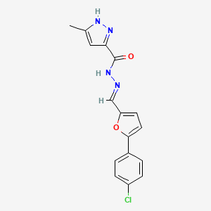 molecular formula C16H13ClN4O2 B3895518 N'-{[5-(4-chlorophenyl)-2-furyl]methylene}-3-methyl-1H-pyrazole-5-carbohydrazide 