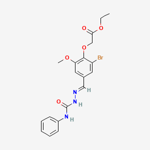 molecular formula C19H20BrN3O5 B3895634 ethyl {4-[2-(anilinocarbonyl)carbonohydrazonoyl]-2-bromo-6-methoxyphenoxy}acetate 
