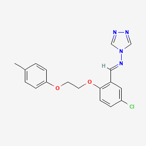 molecular formula C18H17ClN4O2 B3895682 N-[(E)-{5-chloro-2-[2-(4-methylphenoxy)ethoxy]phenyl}methylidene]-4H-1,2,4-triazol-4-amine 