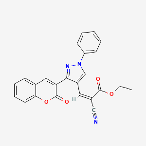 molecular formula C24H17N3O4 B3895705 ethyl (Z)-2-cyano-3-[3-(2-oxochromen-3-yl)-1-phenylpyrazol-4-yl]prop-2-enoate 