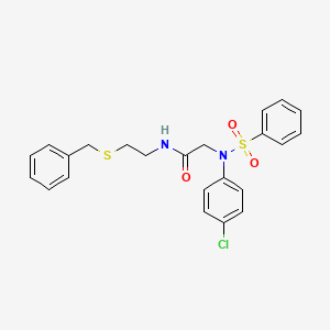 molecular formula C23H23ClN2O3S2 B3895724 N~1~-[2-(benzylthio)ethyl]-N~2~-(4-chlorophenyl)-N~2~-(phenylsulfonyl)glycinamide 