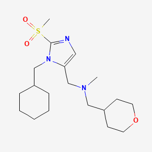 molecular formula C19H33N3O3S B3895794 N-[[3-(cyclohexylmethyl)-2-methylsulfonylimidazol-4-yl]methyl]-N-methyl-1-(oxan-4-yl)methanamine 