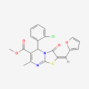 molecular formula C20H15ClN2O4S B3895827 Methyl (2E)-5-(2-chlorophenyl)-2-(2-furylmethylene)-7-methyl-3-oxo-2,3-dihydro-5H-[1,3]thiazolo[3,2-A]pyrimidine-6-carboxylate 