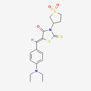 molecular formula C18H22N2O3S3 B3895842 5-[4-(diethylamino)benzylidene]-3-(1,1-dioxidotetrahydro-3-thienyl)-2-thioxo-1,3-thiazolidin-4-one 