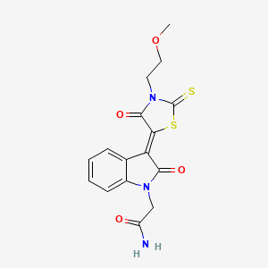 2-{3-[3-(2-methoxyethyl)-4-oxo-2-thioxo-1,3-thiazolidin-5-ylidene]-2-oxo-2,3-dihydro-1H-indol-1-yl}acetamide