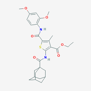 molecular formula C28H34N2O6S B389588 ETHYL 2-(ADAMANTANE-1-AMIDO)-5-[(2,4-DIMETHOXYPHENYL)CARBAMOYL]-4-METHYLTHIOPHENE-3-CARBOXYLATE 