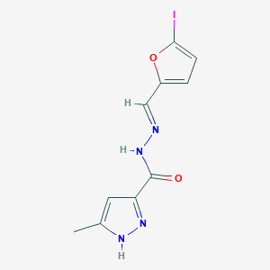 molecular formula C10H9IN4O2 B3895908 N'-[(E)-(5-iodofuran-2-yl)methylidene]-3-methyl-1H-pyrazole-5-carbohydrazide 