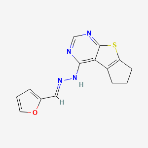 molecular formula C14H12N4OS B3895921 N-[(E)-furan-2-ylmethylideneamino]-7-thia-9,11-diazatricyclo[6.4.0.02,6]dodeca-1(12),2(6),8,10-tetraen-12-amine 