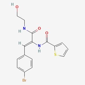 molecular formula C16H15BrN2O3S B3895927 N-{(1Z)-1-(4-bromophenyl)-3-[(2-hydroxyethyl)amino]-3-oxoprop-1-en-2-yl}thiophene-2-carboxamide 