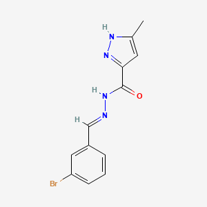 molecular formula C12H11BrN4O B3895979 N'-[(E)-(3-bromophenyl)methylidene]-3-methyl-1H-pyrazole-5-carbohydrazide 