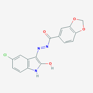 molecular formula C16H10ClN3O4 B389607 N'-[(3E)-5-CHLORO-2-OXO-2,3-DIHYDRO-1H-INDOL-3-YLIDENE]-2H-1,3-BENZODIOXOLE-5-CARBOHYDRAZIDE 