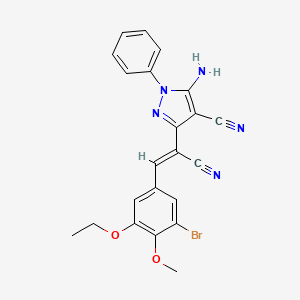 molecular formula C22H18BrN5O2 B3896162 5-amino-3-[(Z)-2-(3-bromo-5-ethoxy-4-methoxyphenyl)-1-cyanoethenyl]-1-phenylpyrazole-4-carbonitrile 