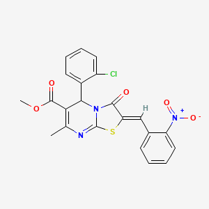 molecular formula C22H16ClN3O5S B3896192 methyl (2Z)-5-(2-chlorophenyl)-7-methyl-2-[(2-nitrophenyl)methylidene]-3-oxo-5H-[1,3]thiazolo[3,2-a]pyrimidine-6-carboxylate 