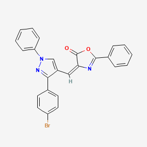molecular formula C25H16BrN3O2 B3896237 (4E)-4-[[3-(4-bromophenyl)-1-phenylpyrazol-4-yl]methylidene]-2-phenyl-1,3-oxazol-5-one 