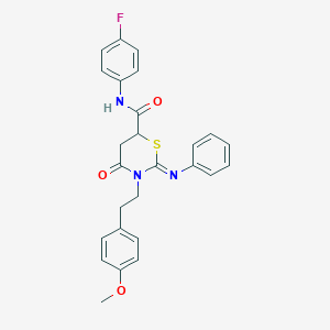 molecular formula C26H24FN3O3S B389637 (2Z)-N-(4-fluorophenyl)-3-[2-(4-methoxyphenyl)ethyl]-4-oxo-2-(phenylimino)-1,3-thiazinane-6-carboxamide CAS No. 385395-17-5