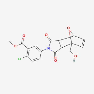 molecular formula C17H14ClNO6 B3896453 methyl 2-chloro-5-[1-(hydroxymethyl)-3,5-dioxo-10-oxa-4-azatricyclo[5.2.1.0~2,6~]dec-8-en-4-yl]benzoate 