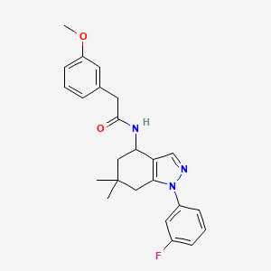 molecular formula C24H26FN3O2 B3896462 N-[1-(3-fluorophenyl)-6,6-dimethyl-4,5,6,7-tetrahydro-1H-indazol-4-yl]-2-(3-methoxyphenyl)acetamide 