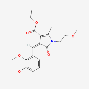 molecular formula C20H25NO6 B3896509 ethyl (4Z)-4-[(2,3-dimethoxyphenyl)methylidene]-1-(2-methoxyethyl)-2-methyl-5-oxopyrrole-3-carboxylate 