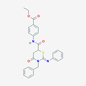 molecular formula C27H25N3O4S B389678 ETHYL 4-[(2Z)-3-BENZYL-4-OXO-2-(PHENYLIMINO)-1,3-THIAZINANE-6-AMIDO]BENZOATE 