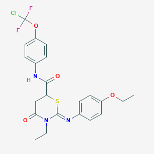 molecular formula C22H22ClF2N3O4S B389679 (2Z)-N-[4-(CHLORODIFLUOROMETHOXY)PHENYL]-2-[(4-ETHOXYPHENYL)IMINO]-3-ETHYL-4-OXO-1,3-THIAZINANE-6-CARBOXAMIDE 