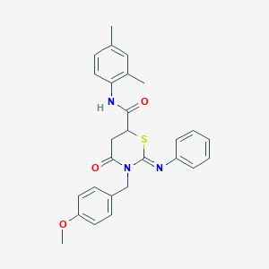 molecular formula C27H27N3O3S B389682 (2Z)-N-(2,4-dimethylphenyl)-3-(4-methoxybenzyl)-4-oxo-2-(phenylimino)-1,3-thiazinane-6-carboxamide CAS No. 442536-14-3