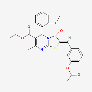 molecular formula C26H24N2O6S B3896917 ethyl (2Z)-2-[3-(acetyloxy)benzylidene]-5-(2-methoxyphenyl)-7-methyl-3-oxo-2,3-dihydro-5H-[1,3]thiazolo[3,2-a]pyrimidine-6-carboxylate 