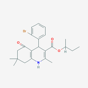 molecular formula C23H28BrNO3 B389708 Butan-2-yl 4-(2-bromophenyl)-2,7,7-trimethyl-5-oxo-1,4,5,6,7,8-hexahydroquinoline-3-carboxylate 