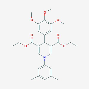 molecular formula C28H33NO7 B389727 3,5-DIETHYL 1-(3,5-DIMETHYLPHENYL)-4-(3,4,5-TRIMETHOXYPHENYL)-1,4-DIHYDROPYRIDINE-3,5-DICARBOXYLATE 