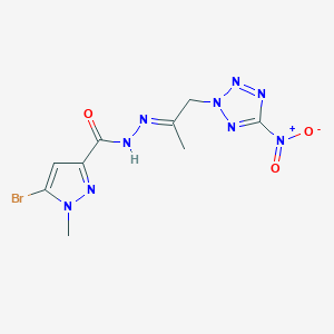 molecular formula C9H10BrN9O3 B389748 5-BROMO-1-METHYL-N'-[(2E)-1-(5-NITRO-2H-1,2,3,4-TETRAZOL-2-YL)PROPAN-2-YLIDENE]-1H-PYRAZOLE-3-CARBOHYDRAZIDE 