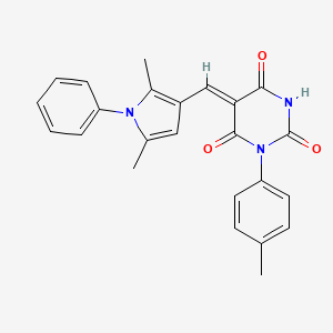 B3897637 5-[(2,5-dimethyl-1-phenyl-1H-pyrrol-3-yl)methylene]-1-(4-methylphenyl)-2,4,6(1H,3H,5H)-pyrimidinetrione CAS No. 5904-42-7