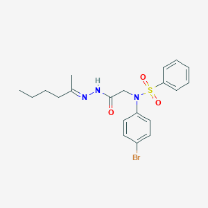 molecular formula C20H24BrN3O3S B389818 N-(4-bromophenyl)-N-{2-[2-(1-methylpentylidene)hydrazino]-2-oxoethyl}benzenesulfonamide 