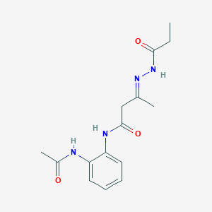 molecular formula C15H20N4O3 B389824 N-[2-(acetylamino)phenyl]-3-(propionylhydrazono)butanamide 