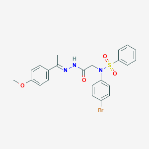 molecular formula C23H22BrN3O4S B389829 N-(4-bromophenyl)-N-(2-{2-[1-(4-methoxyphenyl)ethylidene]hydrazino}-2-oxoethyl)benzenesulfonamide 